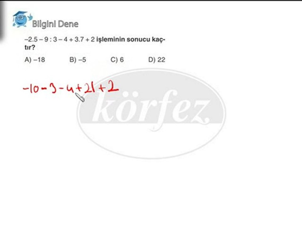 7.Sınıf Tam Sayılarda İşlem Önceliği