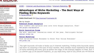 Advantages of Niche Marketing -Niche Marketing Keywords