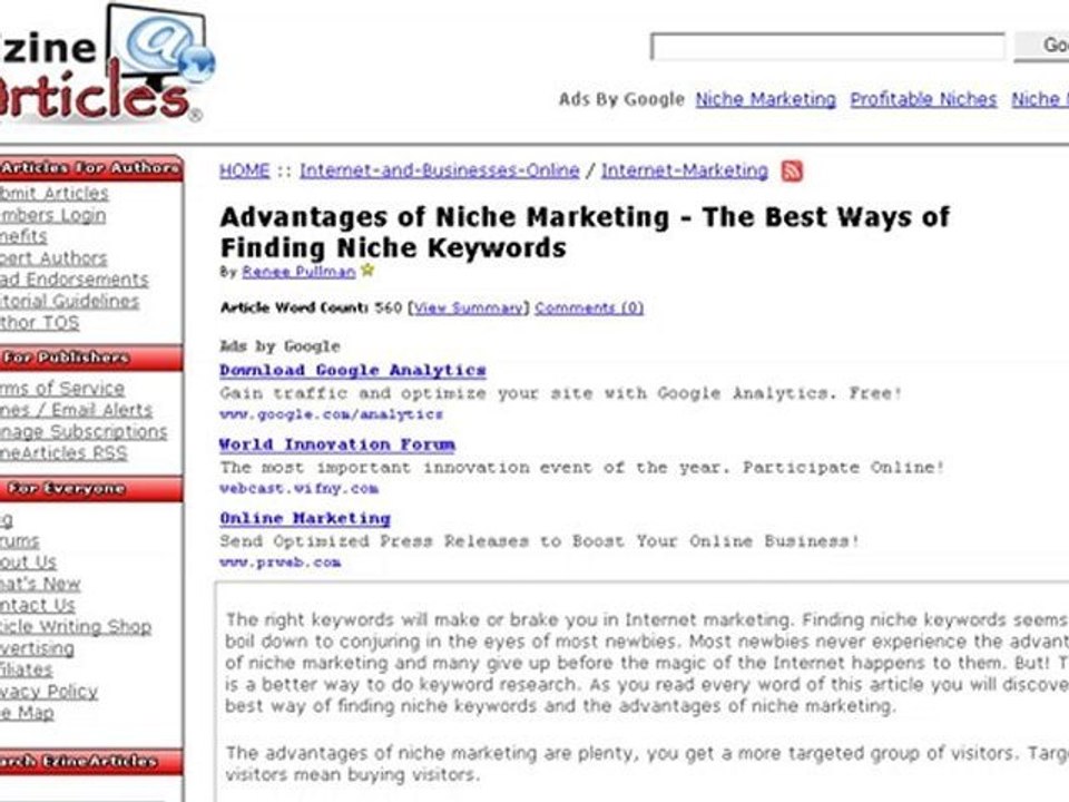 Advantages of Niche Marketing -Niche Marketing Keywords
