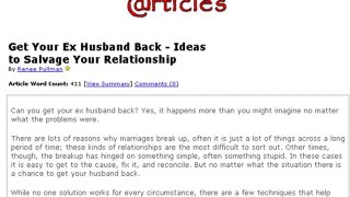 Get Your Ex Husband Back Save Your Relationship