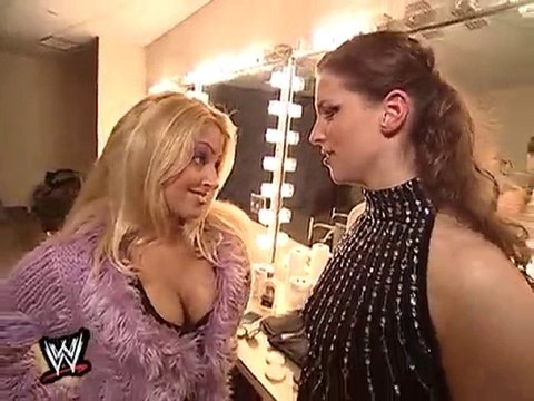 Stephanie McMahon-Helmsley and Trish Stratus backstage