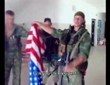 Russian Army Members trample and burn United States flag