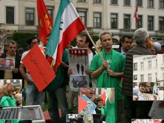 گزارش تصویری تجمع جمعی ازایرانیان  بلژیک علیه حضور متکی در پ