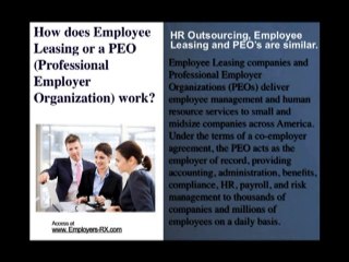 Employee Outsourcing Employees Leasing PEO Employer Employm