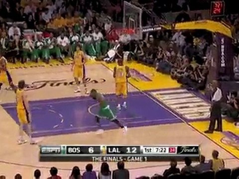 Rajon Rondo drives the lane and finds to Tony Allen for the