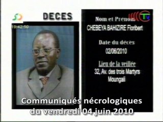 Communiqués nécrologiques du 04-06-10