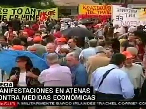 Trabajadores protestan en Grecia contra recortes