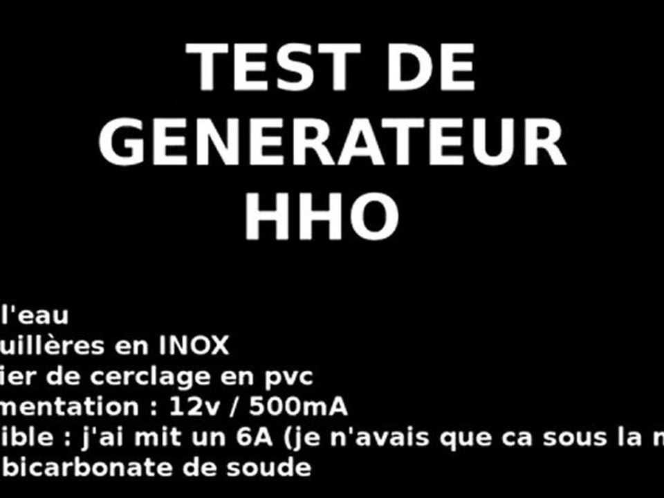 test HHO  : 2 cuillères inox (attention danger : hydrogène)