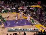 Rajon Rondo drives past a defender and sinks an amazing shot