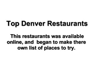 Denver Restaurants and Restaurant Review