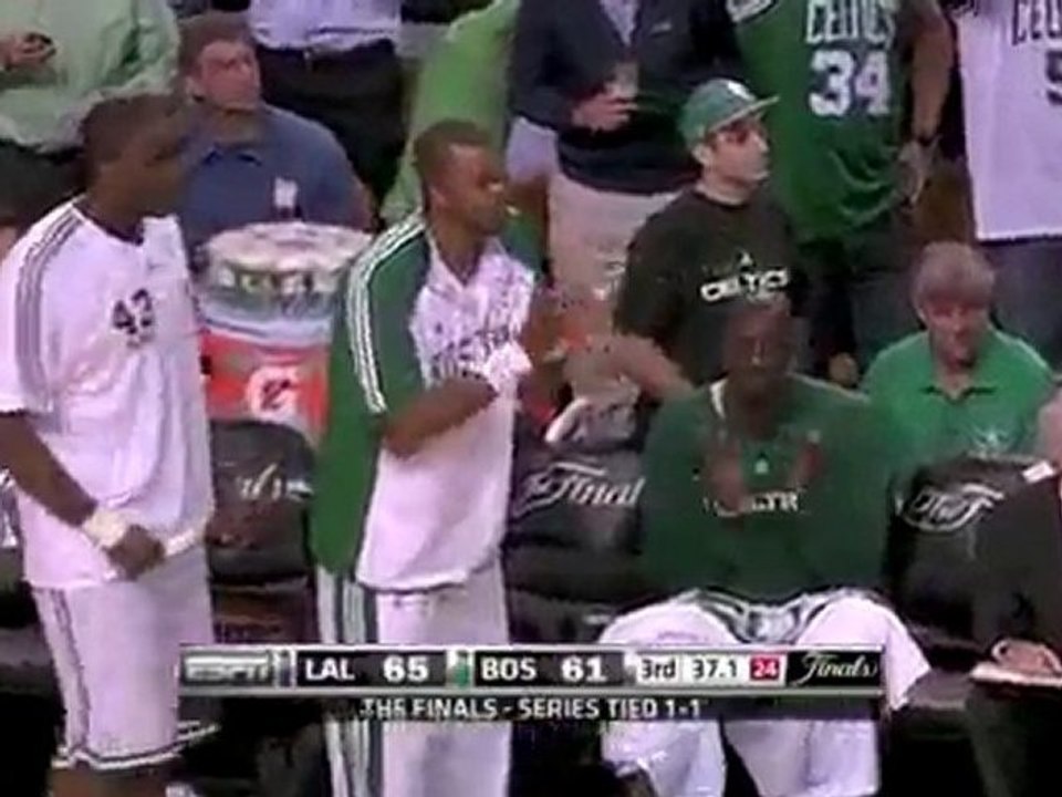 The Celtics run the break and Tony Allen finishes the play w