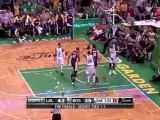 Kobe Bryant flies to save the rebound, then gives the assist