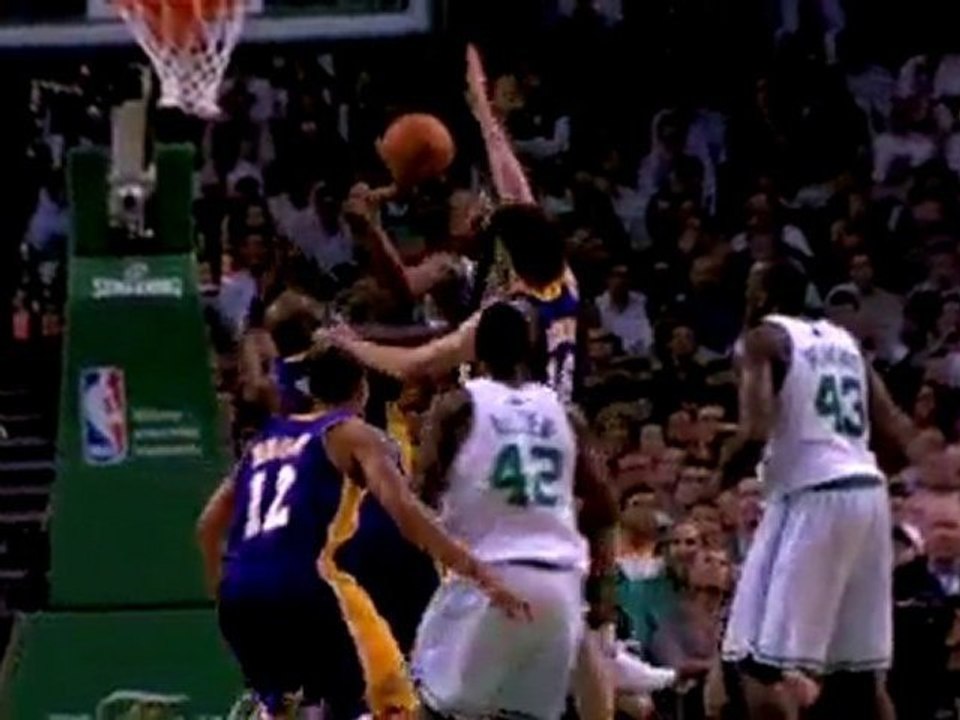 Ray Allen drives and dishes off to Tony Allen cutting down t