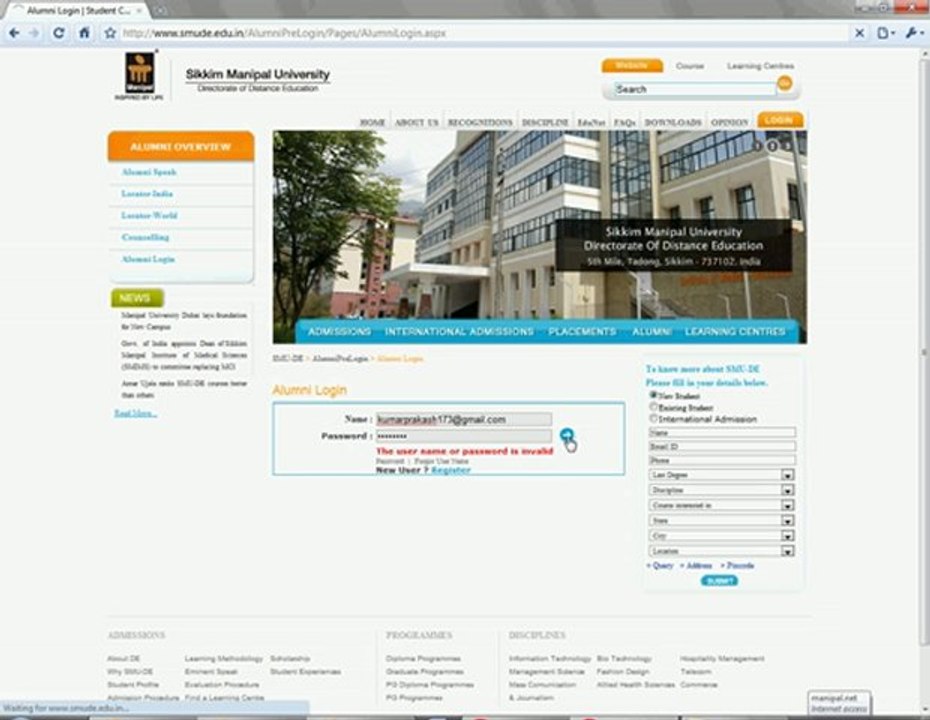 Alumni Sectionof Sikkim Manipal University Distance Educatin