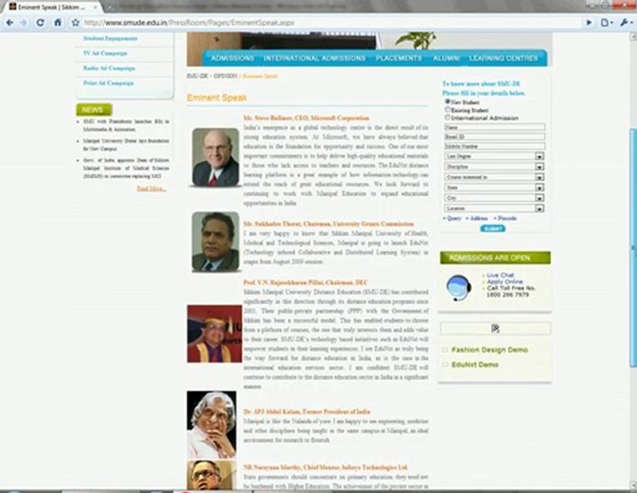 Eminent Speak about Sikkim Manipal University D E