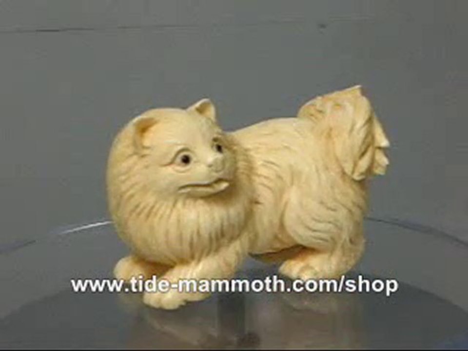 mammoth ivory animal netsuke Pet Dog N3015