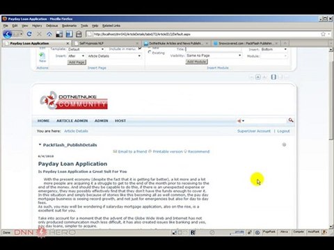 DotNetNuke Tutorial, PackFlash Publishing module review 3/3