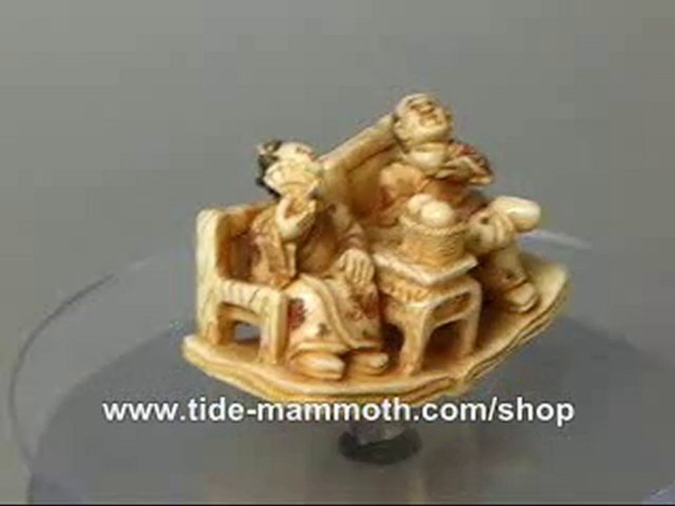 mammoth ivory figurine netsuke Couple Tea Time H1552