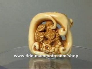 mammoth ivory figurine netsuke Buddha under Pine Tree H1559