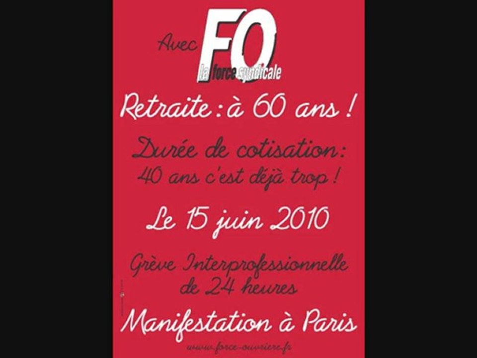 FO sur BFM le 14/06/2010 "manif 15 juin 2010"
