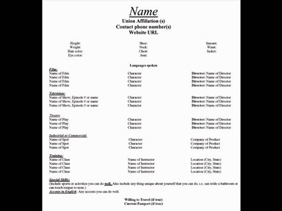 Your Acting Resume