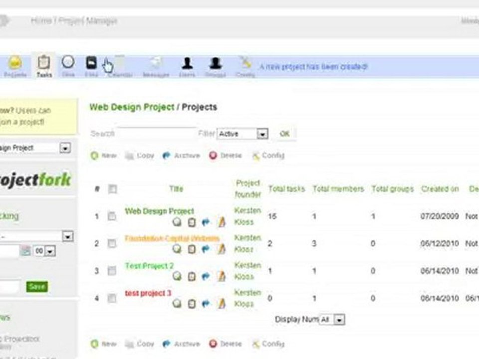 Project Management System ProjectFork demo