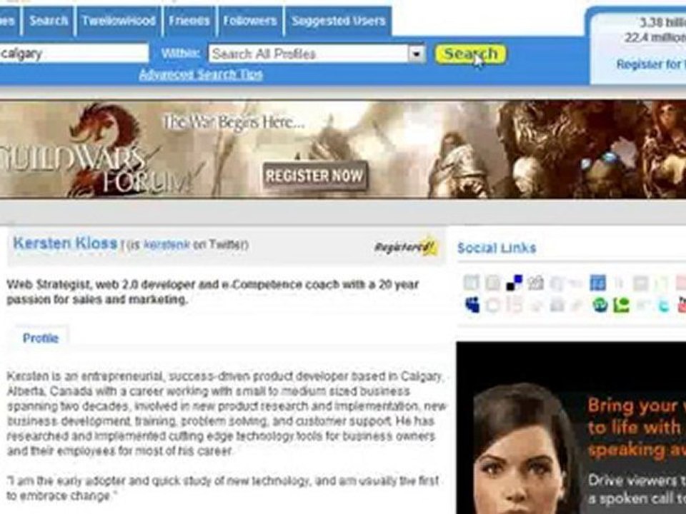 Finding contacts and listing your twitter account