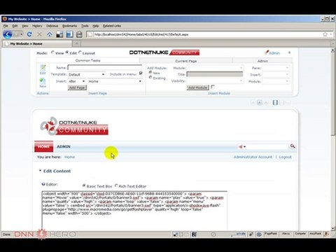 DotNetNuke Tutorial, Fix Solpart menu showing behind Flash