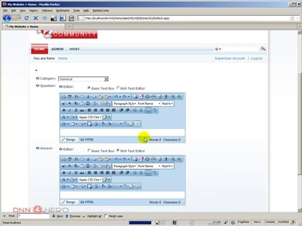 DotNetNuke Tutorial, Getting to know the FAQ module
