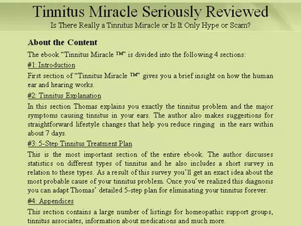 Tinnitus miracle - a serious review