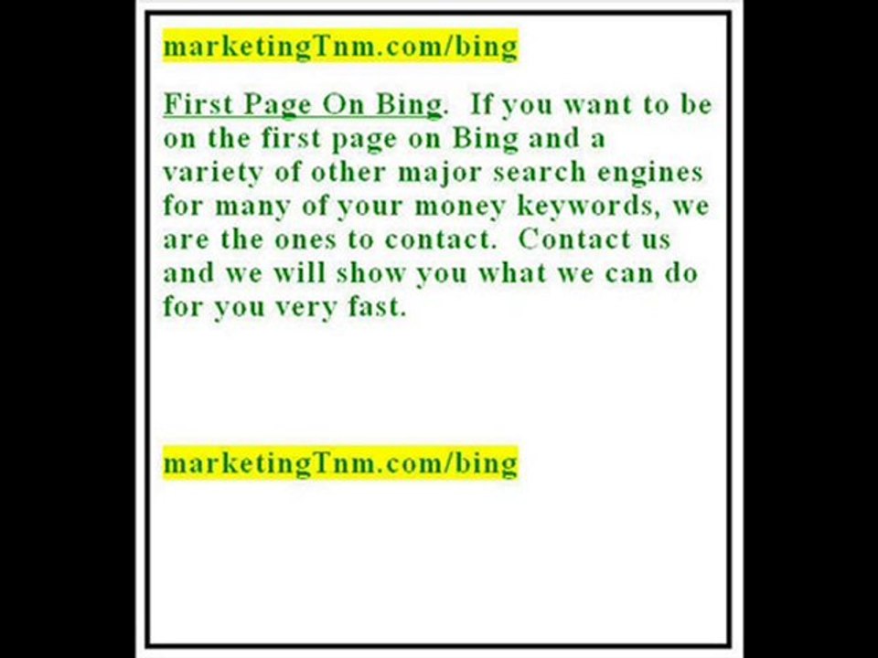 first page on bing