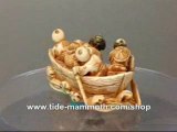 mammoth ivory figurine netsuke Family Sailing Boat H1562
