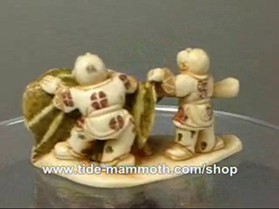 mammoth ivory figurine netsuke Three Little Kids H1566