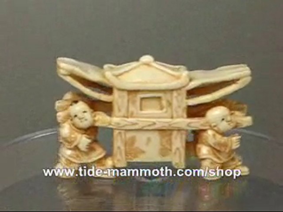 mammoth ivory figurine netsuke Four Kids Sedan Chair H1568