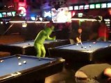 Green Man Kicks Kid in balls and Knocks out Kid in Pool Hall