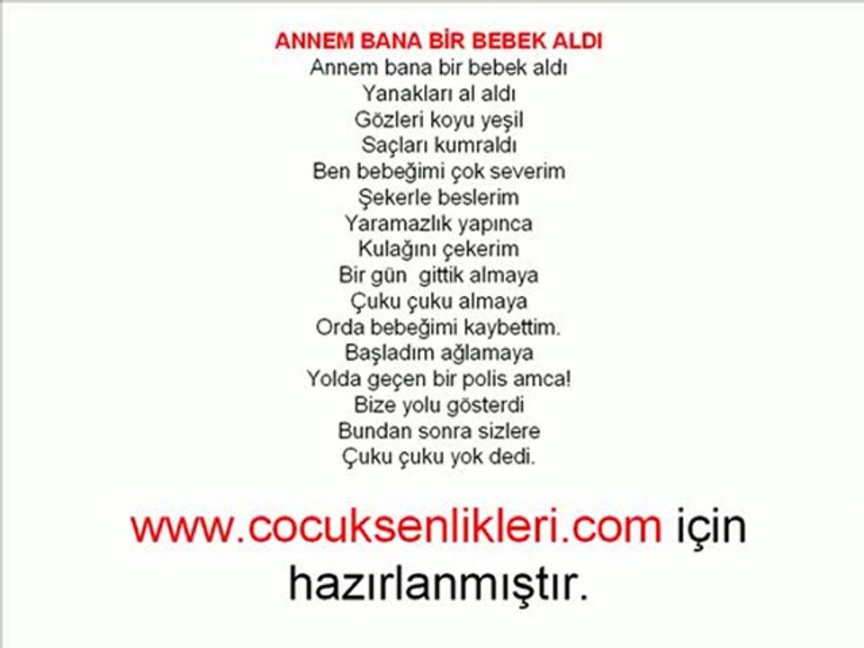 ANNEM BANA BİR BEBEK ALDI-Çocuk Şarkısı
