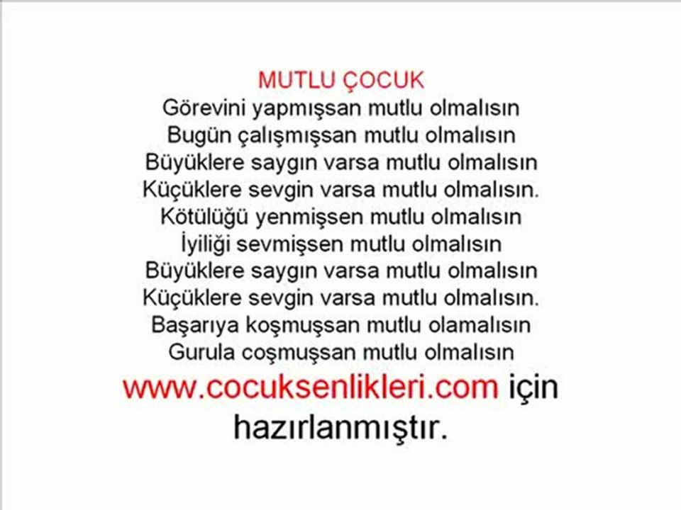 Mutlu Olmalısın-Çocuk Şarkısı