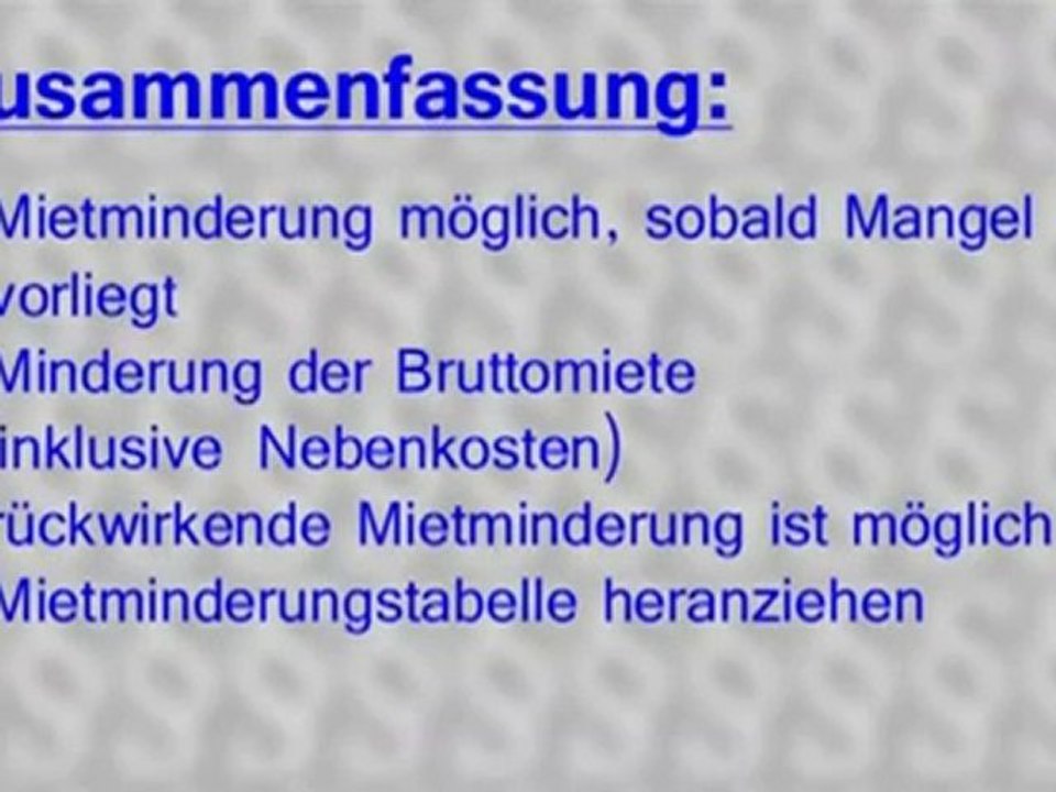 Wie mindert man die Wohnraummiete?
