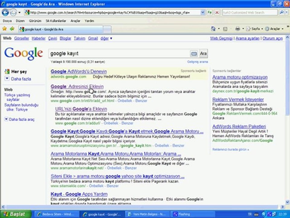 Web sitesi google nasıl kayıt yapılır videolu anlatım