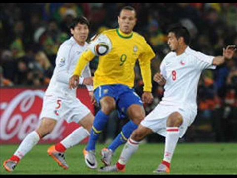 Brazil 3-0 Chile Juan great header, Robinho curling strike