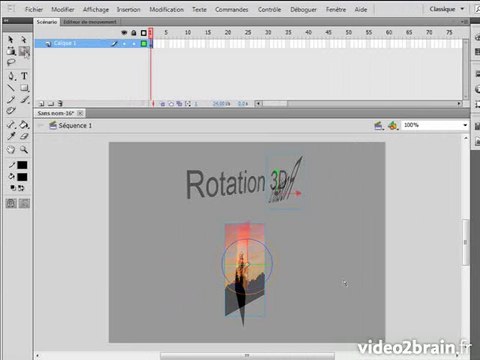 Flash CS5 : Outil de Rotation 3D et outil Translation 3D