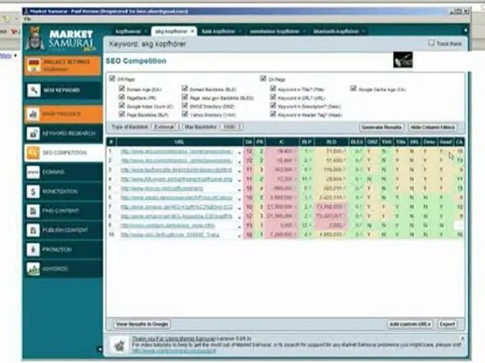 Market Samurai - Geniale SEO Software