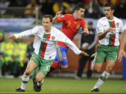 Spain 1-0 Portugal Villa scored, Costa red-card
