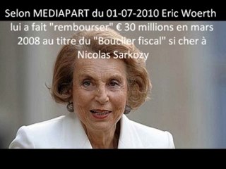 Woerth Bettencourt repas à € 30 millions