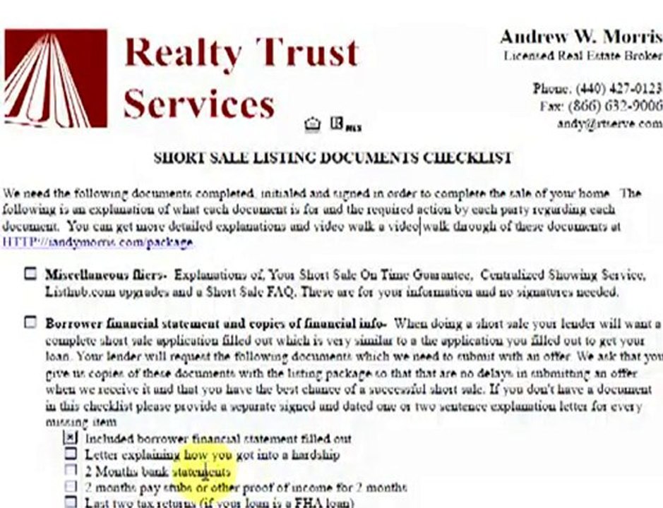 Ohio Short Sale- Video One of Three