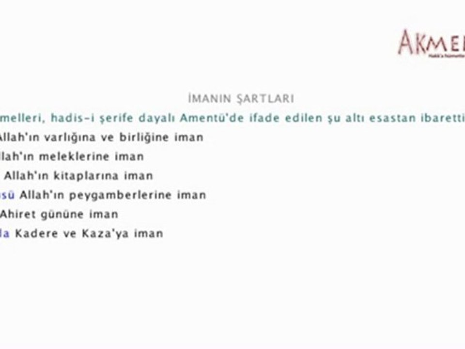 İmanın Şartları