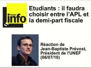 Cumul entre APL et demi-part fiscale: l'UNEF réagit