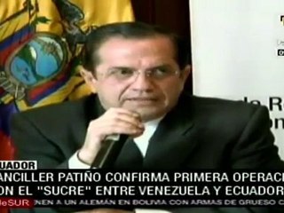 Canciller Patiño confirma primera operación con el Sucre e