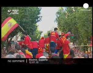 Spain's World Cup heroes in Madrid - no comment