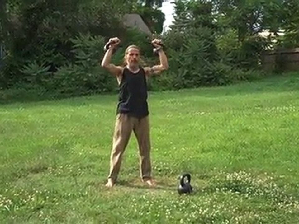 Double Kettlebell Snatch w/ Shoulder Press, 16 kg Kettlebell